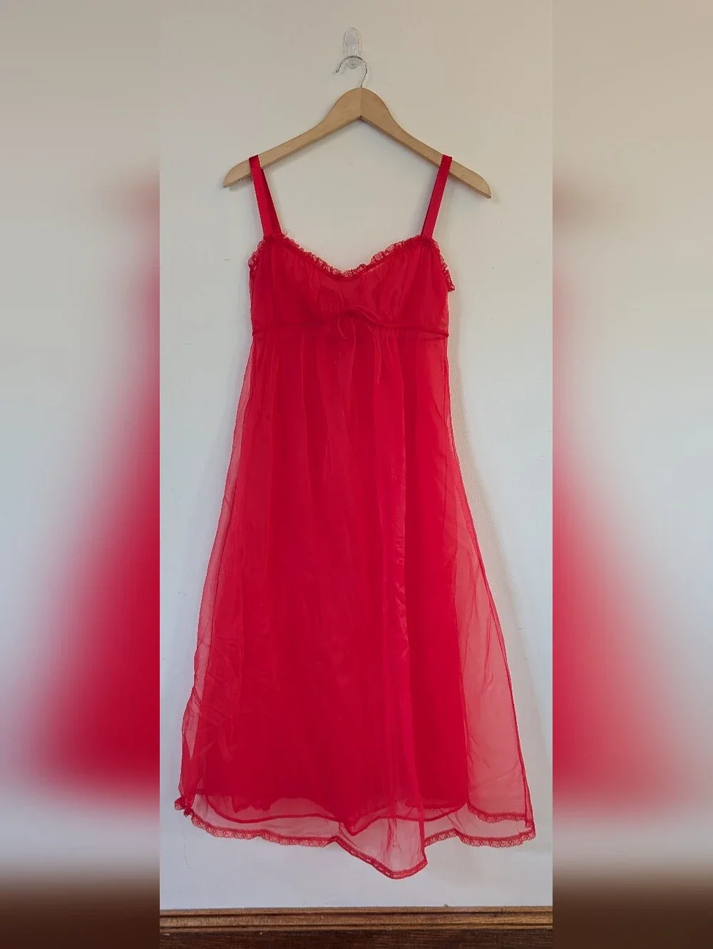 Vintage 1950s Betty Draper 2 piece Ethereal Peignoir Slip Dress Robe Set Siz 34 - Picture 3 of 10
